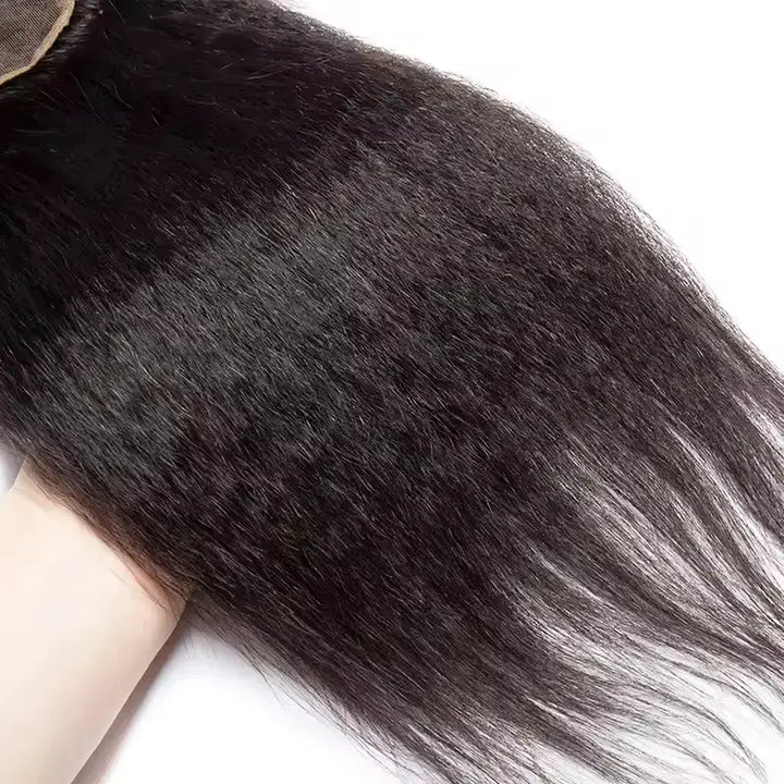 3 paquetes con cierre de encaje transparente 4x4, cabello lacio y rizado 