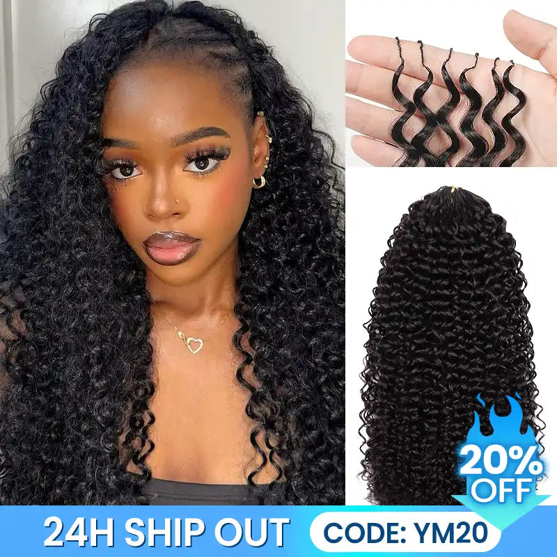 Beliana Curly Crochet Hair Pre-Separated Feather Soft Knotless Human Hair Extensions