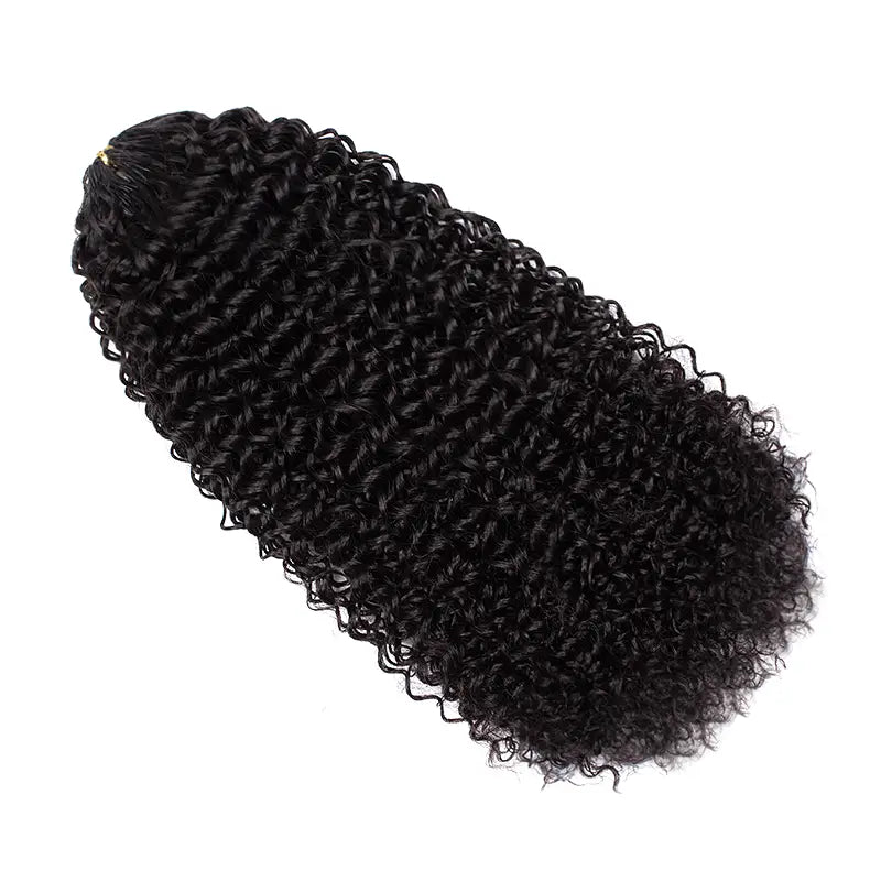 $109 = 3 Bundles | Curly Feather Crochet Human Hair Extensions Pre-Separated Knotless