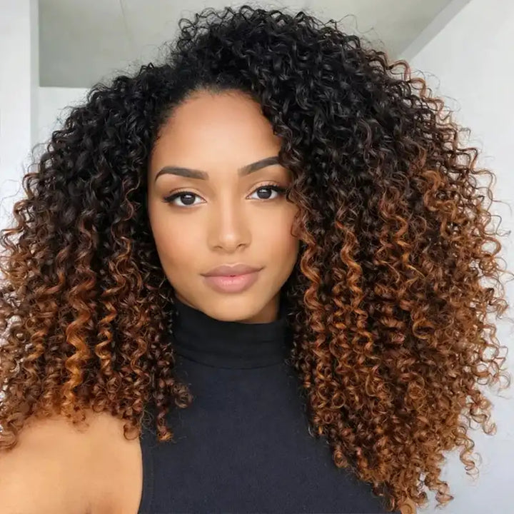 Ombre T1B/30 Curly Feather Crochet Hair Extensions 100% Human Hair