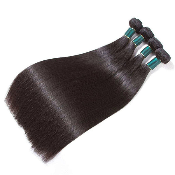 Beliana Human Virgin Straight Hair 4 Bundles Natural Black Color