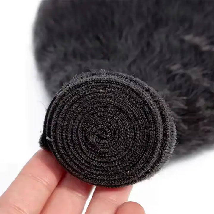 Lot de 4 tissages de cheveux humains crépus et lisses, couleur naturelle 