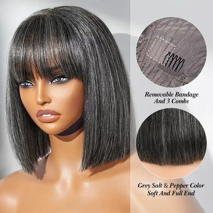 Perruque en cheveux humains lisses avec dentelle frontale transparente 13x4 