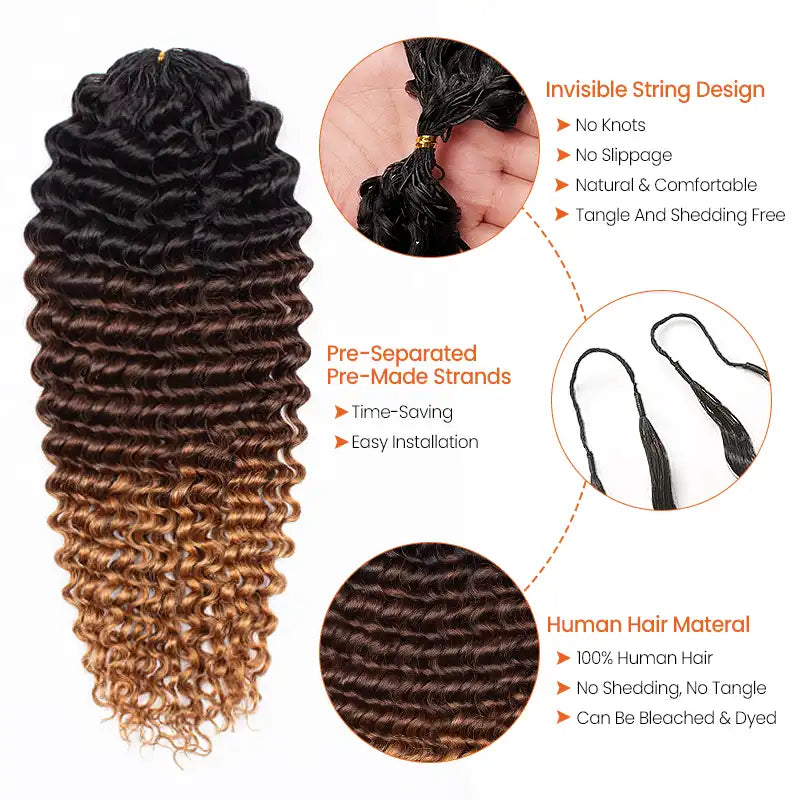 Ombre T1B/4/27 Kinky Curly Crochet Human Hair- Afro Texture