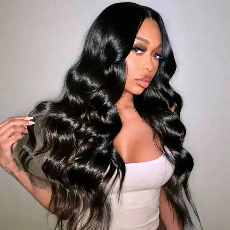 $79 = 2 Wigs | 16" 5x5 Lace Body Wave Wig & Human Hair Bob Wig with Bangs