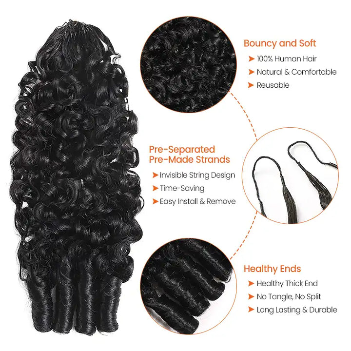 Natural Black Burmese Curly Feather Crochet Hair Extensions Human Hair