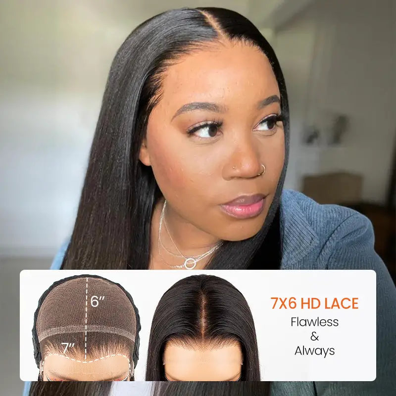 Peluca de cabello humano liso con encaje frontal transparente de 13 x 4 