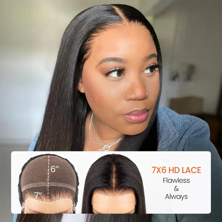 Peluca de cabello humano liso con encaje frontal transparente de 13 x 4 