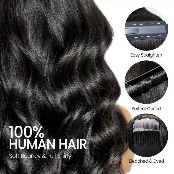 5x5 HD Lace Closure  with 3 Bundles Straight & Body Wave Human Hair Weave Extensions