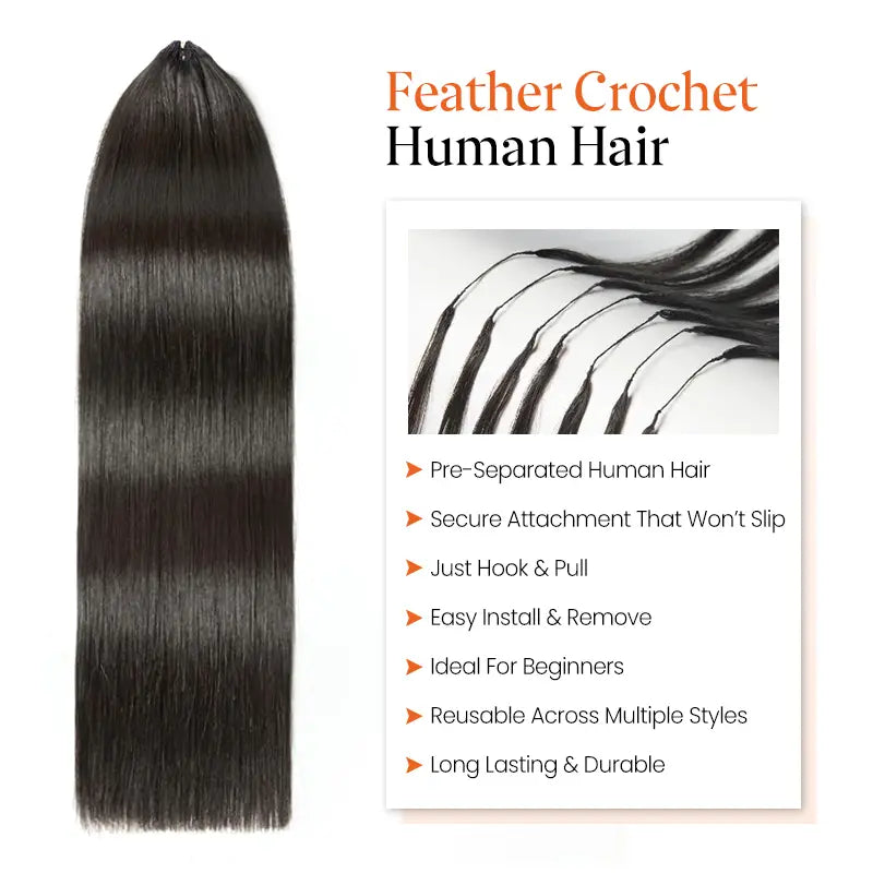 Trendy Colored Silky Straight Feather Crochet Human Hair Extensions
