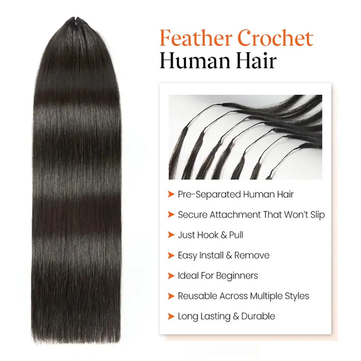 Trendy Colored Silky Straight Feather Crochet Human Hair Extensions