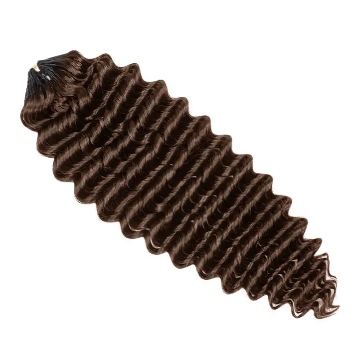 Chocolate Brown Curly Feather Crochet Hair Extensions 100% Human Hair