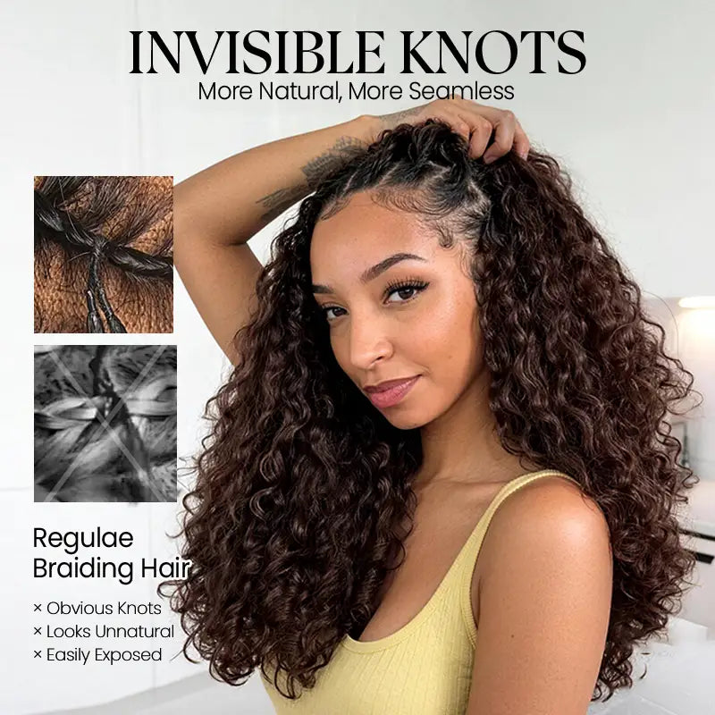 Chocolate Brown Curly Feather Crochet Hair Extensions 100% Human Hair