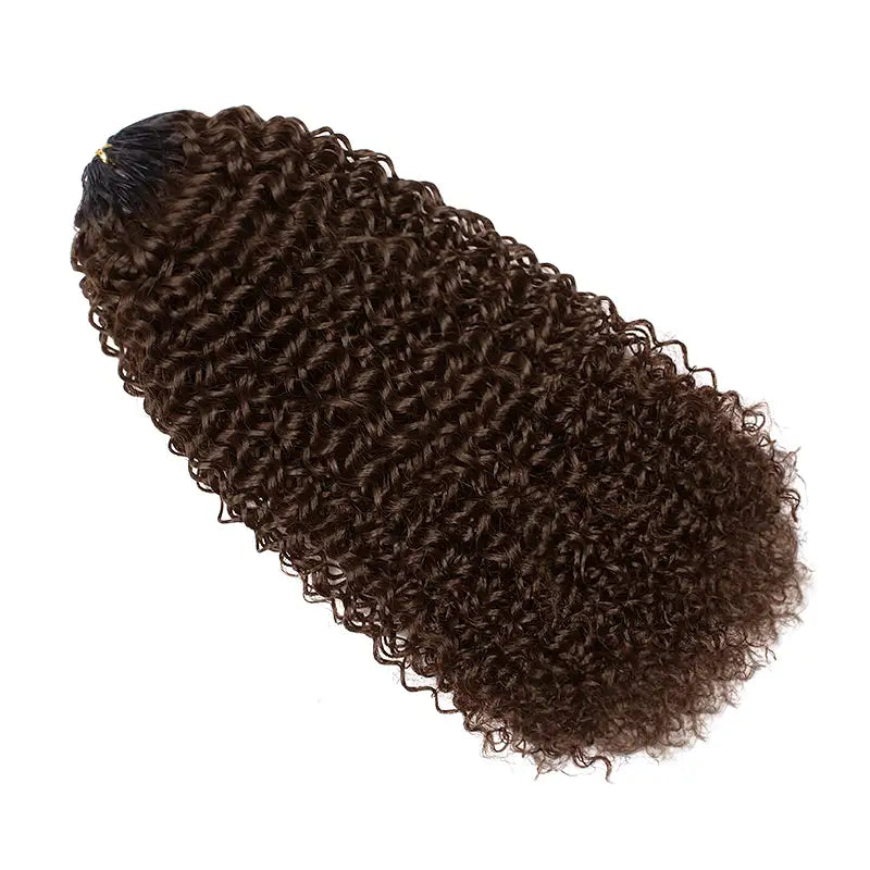 Chocolate Brown Curly Feather Crochet Hair Extensions 100% Human Hair