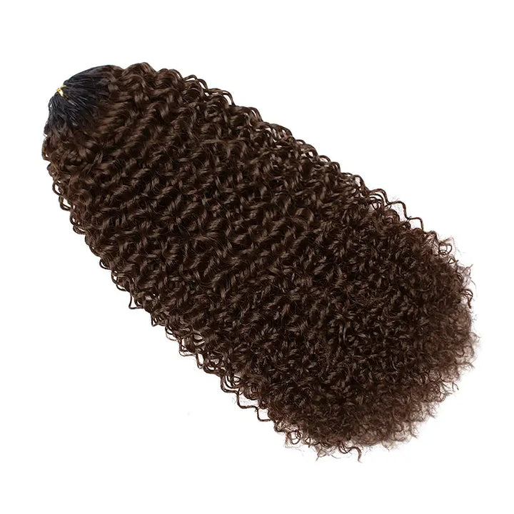 [3 Bundles] Chocolate Brown Jerry Curly Feather Crochet Hair Extensions 100% Human Hair