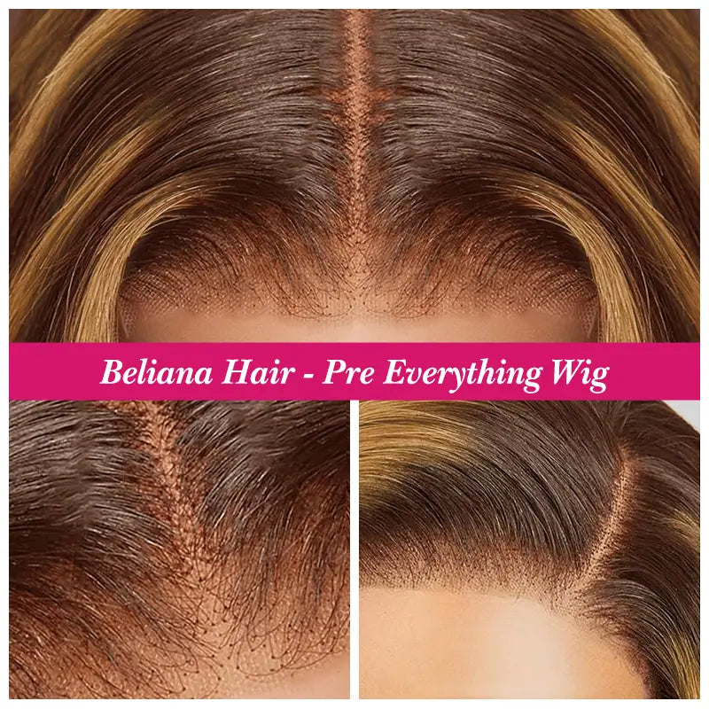 4x4 Highlight Brown Body Wave Wig, Pre-Cut, Glueless Wear & Go Style