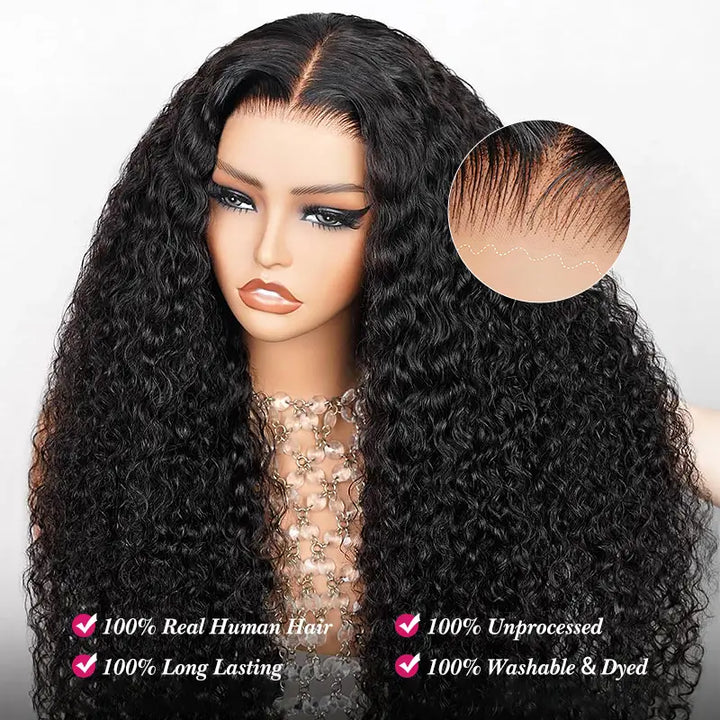 4x4 Jerry Curly Human Hair Wig Wear & Go Glueless Pre-Cut Lace