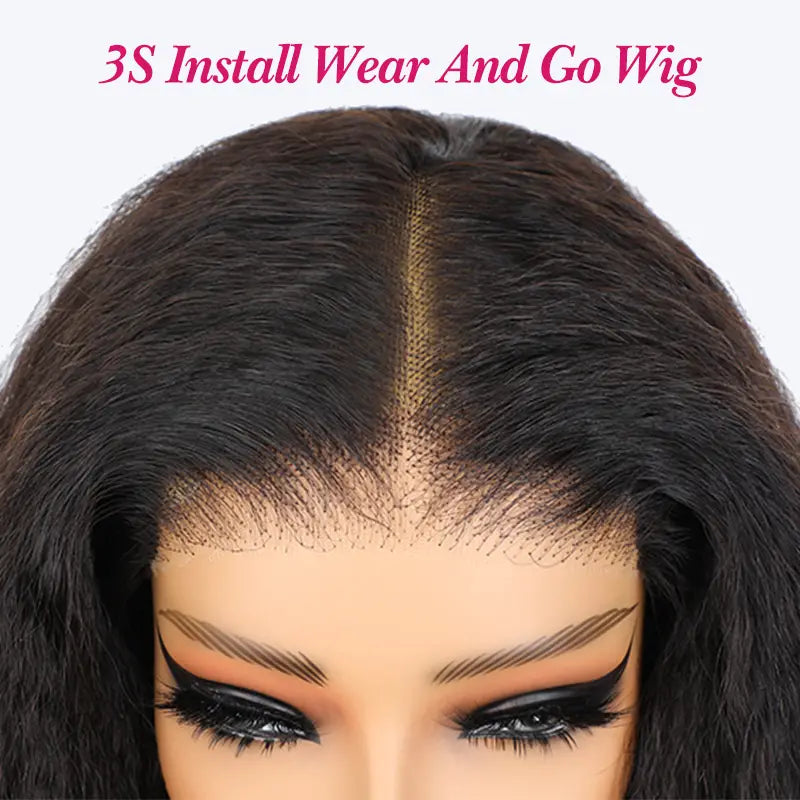 4x4 Kinky Straight Wear & Go Wig Glueless Human Hair Pre-Cut