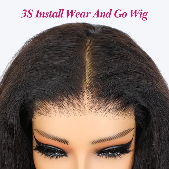 4x4 Kinky Straight Wear & Go Wig Glueless Human Hair Pre-Cut