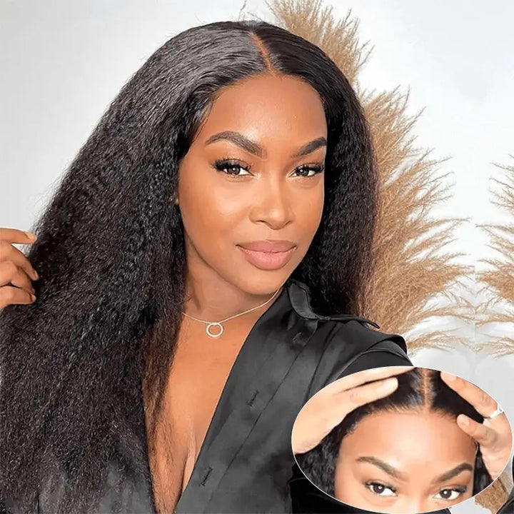 4x4 Kinky Straight Wear & Go Wig Glueless Human Hair Pre-Cut