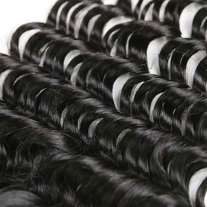 4x4 Transparent lace Closure Deep Wave Human Hair