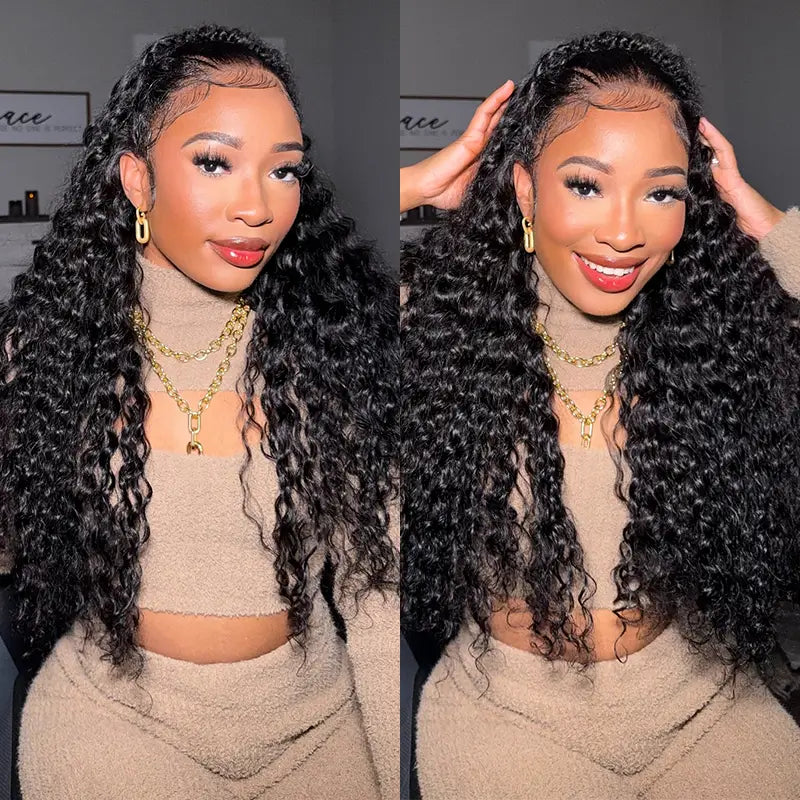 4x4 Transparent lace Closure Deep Wave Human Hair