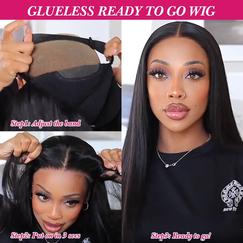 4x4 Wear & Go Glueless Straight Lace Wig – Human Hair | Pre-Cut Lace, Beginner Friendly