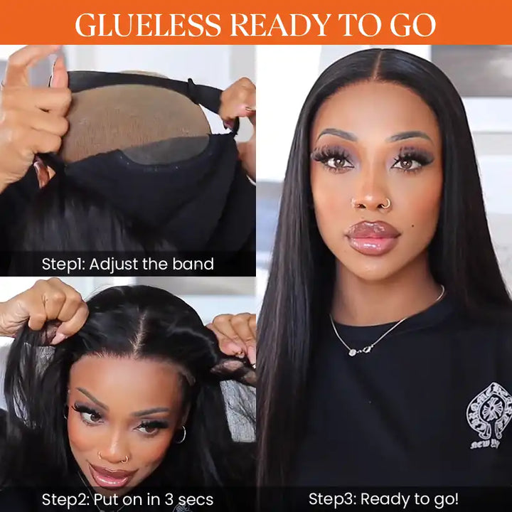 4x4 Wear & Go Glueless Straight Lace Wig – Human Hair | Pre-Cut Lace, Beginner Friendly