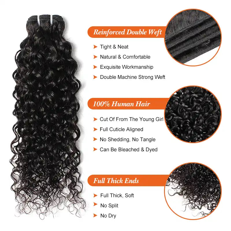 13x4 HD Lace Fronral with 2 Bundles  Human Hair Weave Extensions