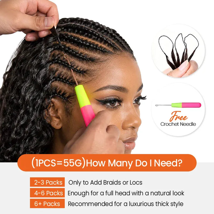 $109 = 3 Bundles | Jerry Curly Feather Crochet Human Hair Extensions Pre-Separated Knotless