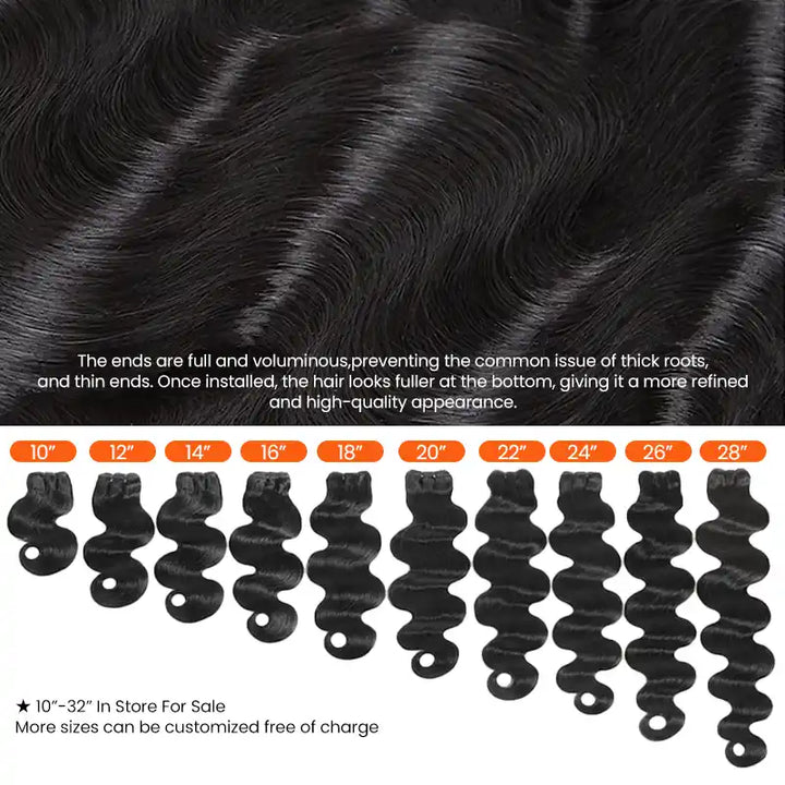 5x5 HD Lace Closure  with 3 Bundles Straight & Body Wave Human Hair Weave Extensions