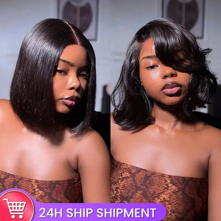 5x5 Lace wig Human Hair Straight Bob Wig