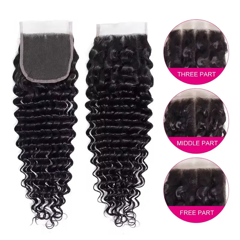 Fermeture en dentelle transparente 5x5 Cheveux ondulés profonds 