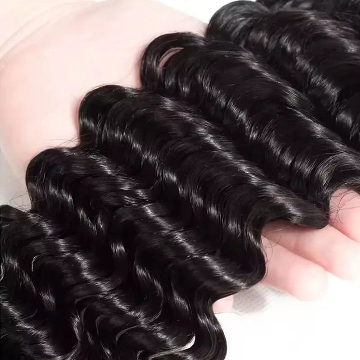 Fermeture en dentelle transparente 5x5 Cheveux ondulés profonds 