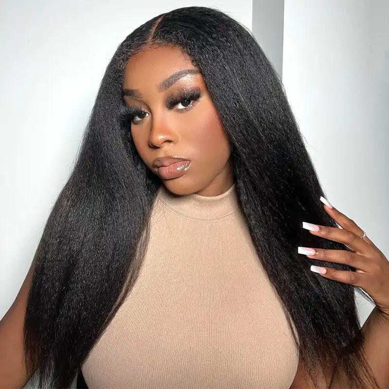5x5 Transparent Lace Kinky Straight  Wig Online