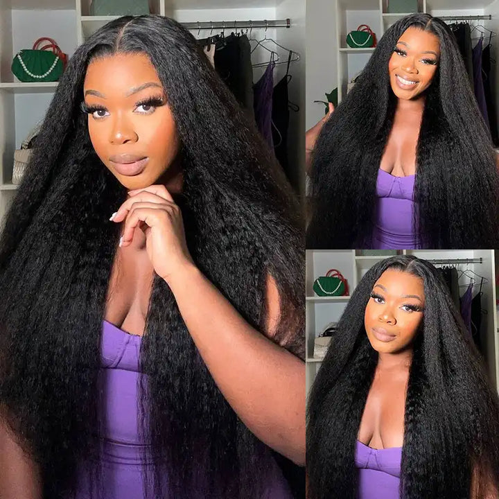 5x5 Transparent Lace Kinky Straight  Wig Online