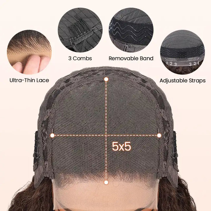 5x5 Transparent Lace Kinky Straight  Wig Online