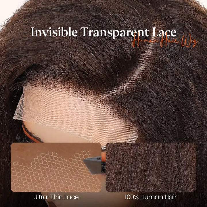 5x5 Transparent Lace Kinky Straight  Wig Online