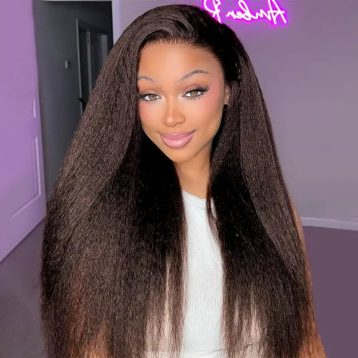 5x5 Transparent Lace Kinky Straight  Wig Online
