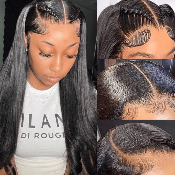 Perruque de cheveux raides avec fermeture en dentelle transparente 5x5 Huamn Hair 