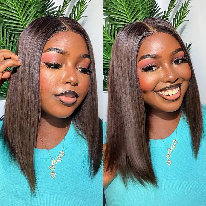 5x5 Lace wig Human Hair Straight Bob Wig