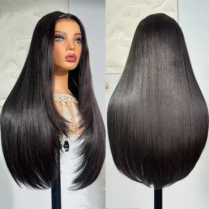 Perruque de cheveux raides avec fermeture en dentelle transparente 5x5 Huamn Hair 