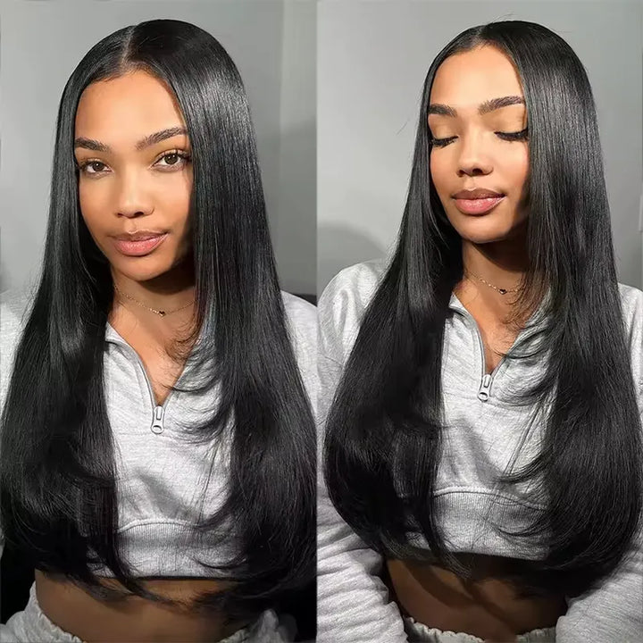 Perruque de cheveux raides avec fermeture en dentelle transparente 5x5 Huamn Hair 