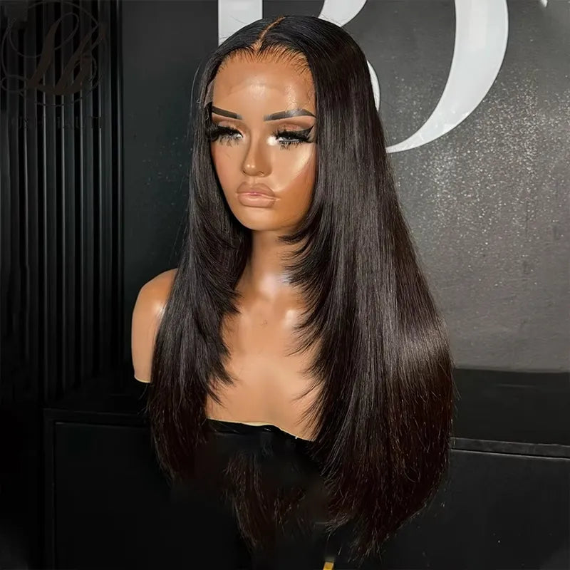 Perruque de cheveux raides avec fermeture en dentelle transparente 5x5 Huamn Hair 