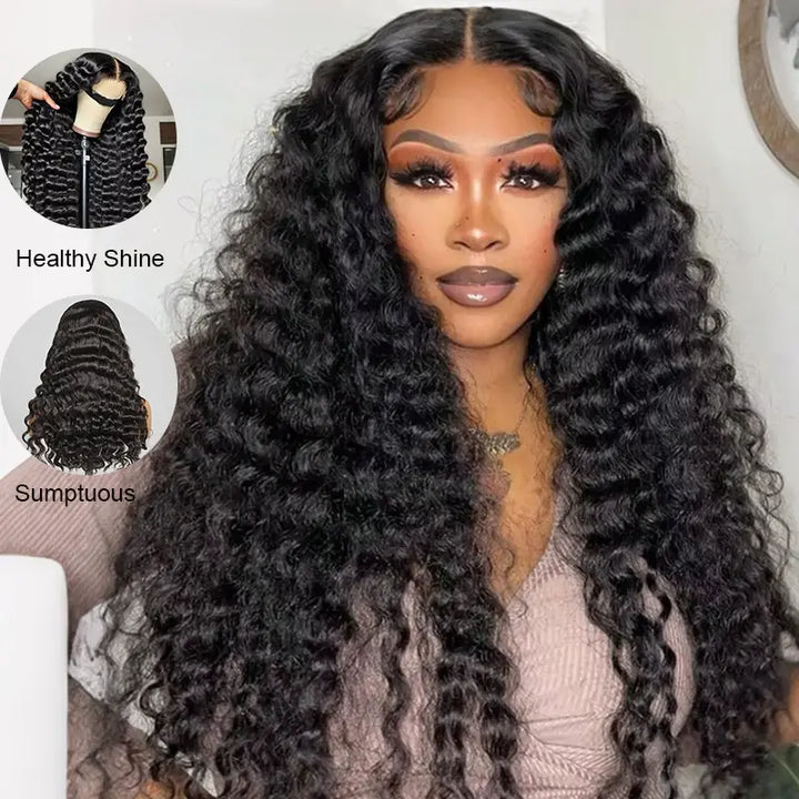 Perruque en cheveux humains ondulés 5x5 transparente avec dentelle 