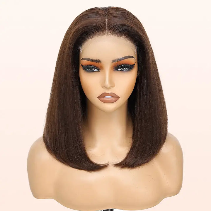 5x5 Lace wig Human Hair Straight Bob Wig