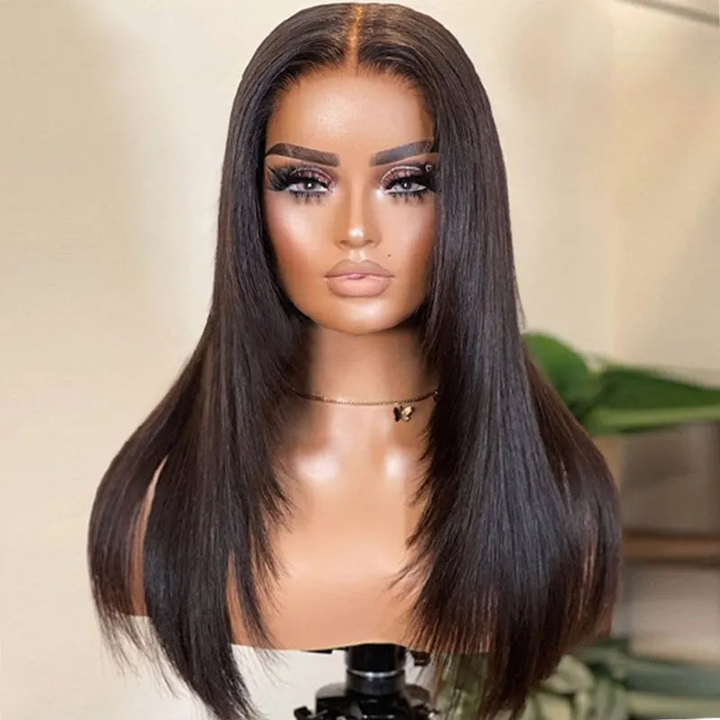 Perruque de cheveux raides avec fermeture en dentelle transparente 5x5 Huamn Hair 