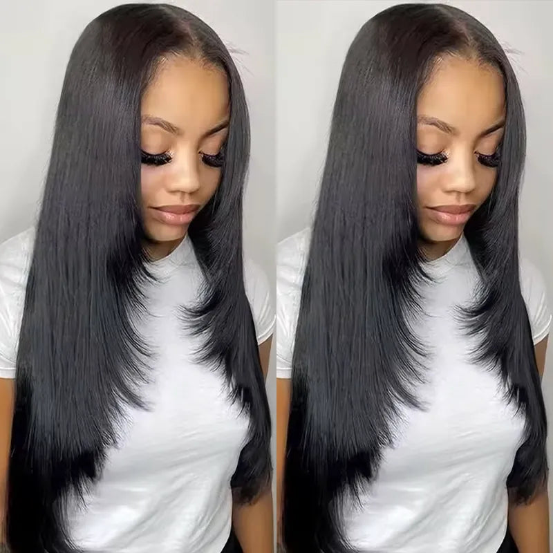 Perruque de cheveux raides avec fermeture en dentelle transparente 5x5 Huamn Hair 
