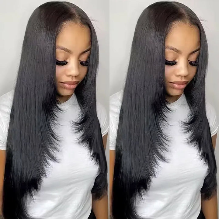 Perruque de cheveux raides avec fermeture en dentelle transparente 5x5 Huamn Hair 