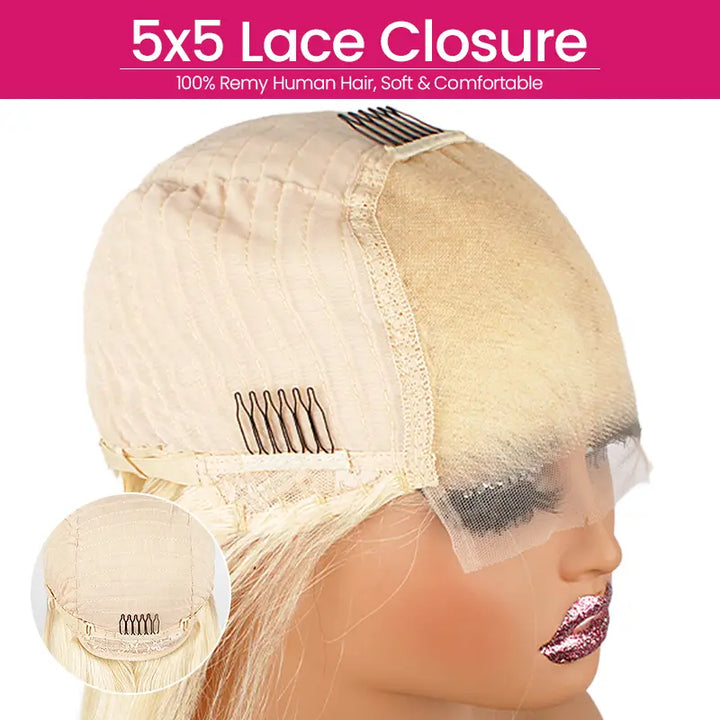 613 blonde 5x5 Lace Closure Straight Wig Online For Sale